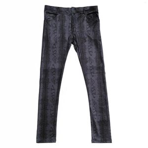 Pantalons pour hommes Hommes Lait Soie Casual Version Améliorée Crayon Pantalon Mince Plus La Taille Des Bas Imitent Le Grain De Peau De Serpent Haute Élastique Leggings