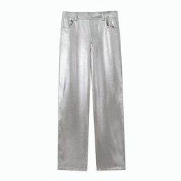 Herenbroeken Herenbroeken Glanzende effen kleur Knop Joggers Zakken Street chic Casual rechte broek Heren Mode Feest Pantalon INCERUN 7 230718