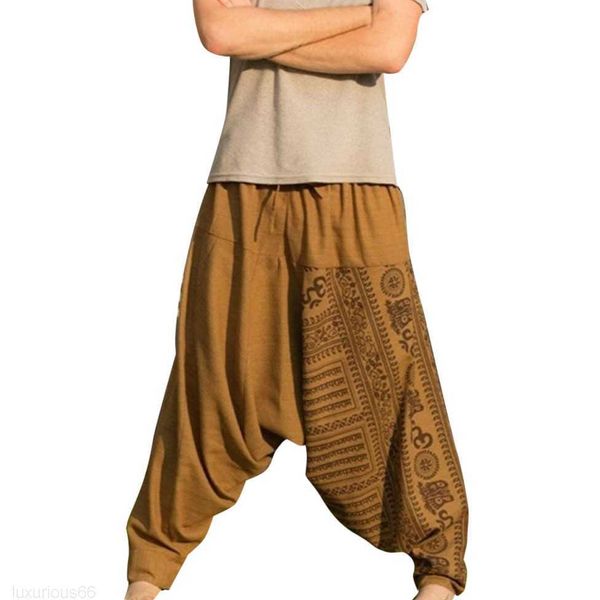Pantalons pour hommes Pantalons décontractés grande taille Baggy Coton Lin Hip Hop Joggers Streetwear Loose Drop Crotch Pantalon Sarouel Pantalon Hombre