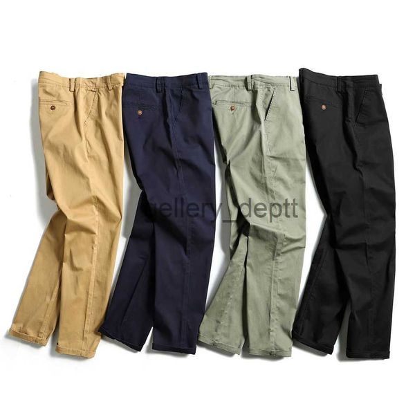 Pantalones para hombres Hombres Tallas grandes Pantalones casuales Tamaño grande Algodón Chinos Ejército Verde Negro Caqui Azul J230918