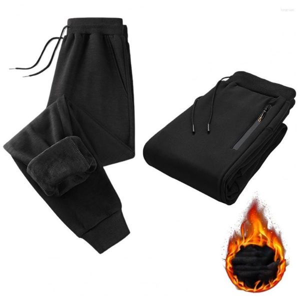 Pantalons pour hommes Hommes Doublure en peluche Dstring Automne Hiver Poches chaudes Pantalon ample