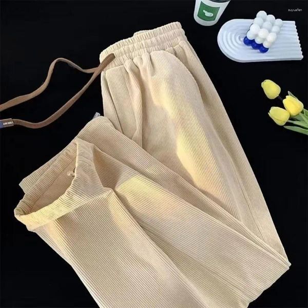 Pantalones para hombres Hombres Poliéster Pantalones de chándal Cordón Elástico Cintura Felpa Pierna ancha con estilo simple Tela transpirable para cómodo