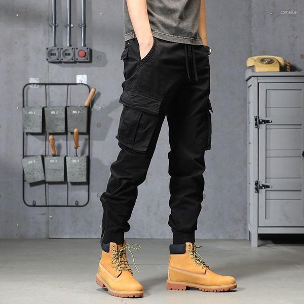 Pantalons pour hommes Hommes Rubans Bloc Noir Poche Cargo Harem Joggers Harajuku Sweatpant Hip Hop Pantalon Tactique