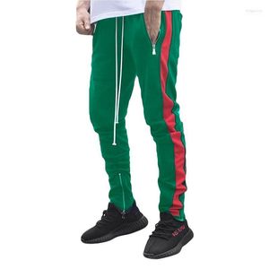 Pantalones de hombre 2022 moda Casual hombres Fitness pierna pantalones Zip Up Joggers costura cremallera suelto largo entrenamiento Legging pantalones de chándal1