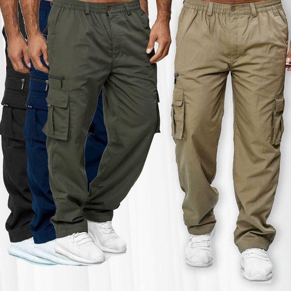 Pantalons pour hommes Pantalons cargo pour hommes Outdoor Multi Pocket Loose Straight Pants Taille élastique Military pantalones hombre Jogger Pants MY768 230327