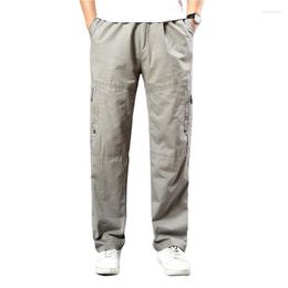 Männer Hosen Männer Cargo Einfarbig Multi Taschen Hosen Lose Reißverschluss Männer Overalls Gerade Jogger Homme Plus SizeMen's