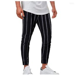 Herenbroek heren casual mannen zomer mode slanke gestreepte jogging pantalones hombres mannelijk straatpotlood1