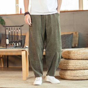 Pantalons pour hommes Casual Plus Size Fashion Sarouel Pantalons de survêtement lâches Pantalons en velours côtelé de couleur unie Harajuku Hip Hop Street Pants Z0225