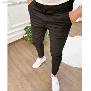 Men's Pants Pantalones elásticos casuales para hombres Nuevo Color sólido Slim Business Formal Office Entrevista versátil para hombres Ropa diaria Pantalones cortos vendedores calientes M230409