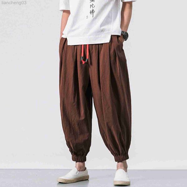Pantalons pour hommes Mode pour hommes Coton Lin Casual Couleurs unies Pantalon ample Respirant Style japonais Taille élastique Harem Pantalon Plus Size # g3 W0411