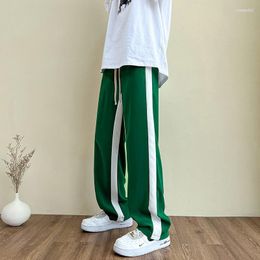 Pantalons pour hommes Hitam/Putih/Hijau Ukuran Plus 5XL-S Musim Panas Es Sutra Longgar Kasual Lebar Kaki Celana Pakaian 2023 Mode Sisi