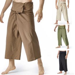Herenbroek heren losse broek Thaise vissersbroek voor mannen/vrouwen yoga pirates harun broek strandbroek comfortabele casual thuisbroek