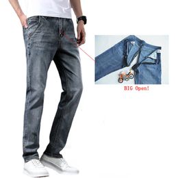 Luxe jeans van herenbroeken onzichtbaar Open Crotch Outdoor handige vriendin Pornografische tool Winter herenbroek strakke denim broek 230831