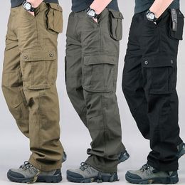 Pantalons pour hommes Pantalons tactiques militaires pour hommes Salopettes de travail en coton Cargo Loose Straight Gym Street Running Training Sports Jogger Sweatpants 230713