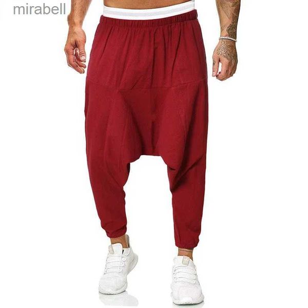 Pantalon homme Pantalon Baggy rouge pour homme coton bas entrejambe Joggers pantalons de survêtement hommes Hip Hop Hippie Streetwear pantalon YQ240108