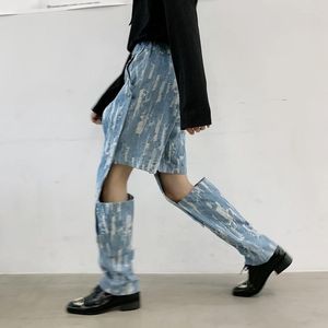 Pantalones de hombre, pantalones vaqueros informales con pierna extraíble para hombre y mujer, verano 2022, estilo urbano Harajuku japonés, pantalones vaqueros de Hip Hop, pantalones para espectáculo en escenario