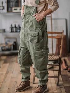 Pantalones para hombres Trajes casuales sueltos rectos para hombres American Retro Durable Traje de trabajo al aire libre Moda Versátil Tirantes de una sola pieza Pantalones T230928