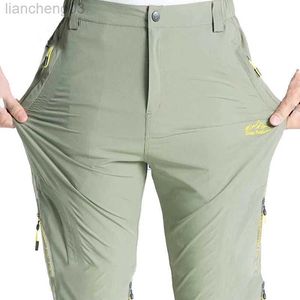 Men's Pants Pantalon de randonnée extensible d'été pour hommes décontracté séchage rapide respirant pantalon mince montagne voyage en plein air pêche escalade pantalon Cargo W0414