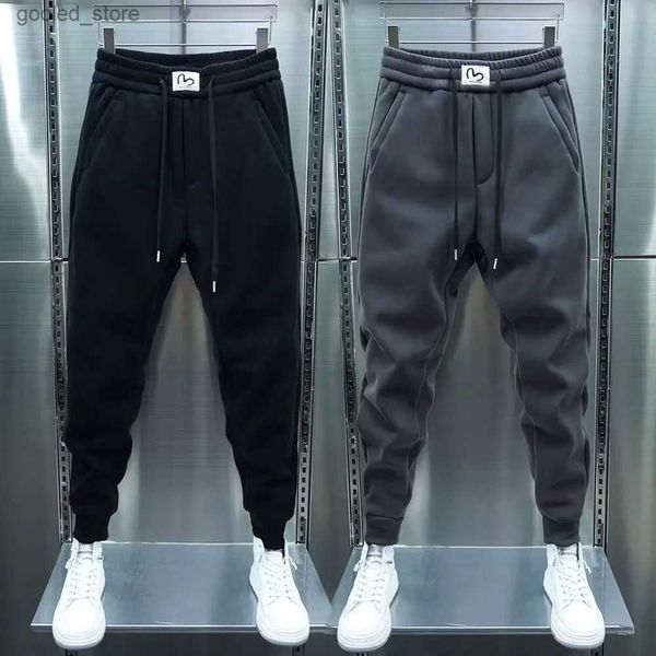 Men's Pants Pantalons de survêtement pour hommes solide coupe ample hommes pantalon de survêtement hiver chaud polaire Joggers pantalon unisexe taille élastique pantalon de survêtement pantalon masculin Q231023