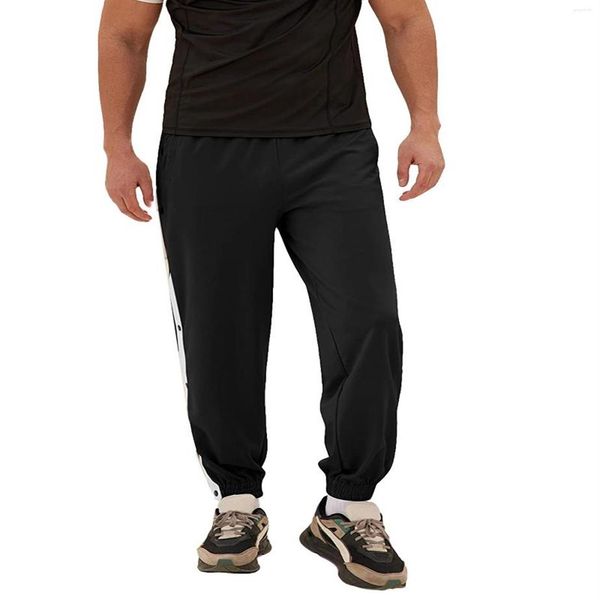 Pantalones para hombres Hombres S Tear Away Pantalón Pista de baloncesto High Split Side Snap Cinch Bottoms Flojo Casual Atlético Entrenamiento Sweatpa3437