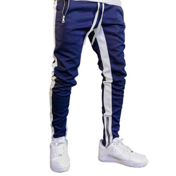 Pantalones de hombre Pantalones de hombre Color sólido Raya lateral Cordón Apretado Correr Deportes Gimnasio Pantalón informal