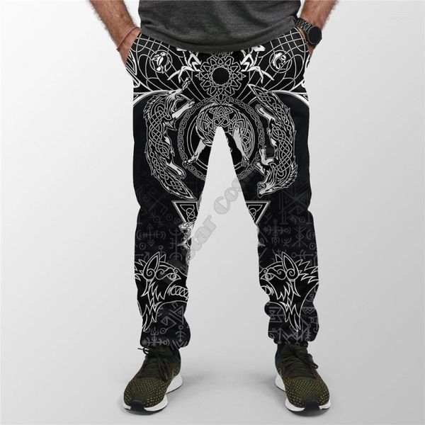 Pantalones para hombres Jogger estilo vikingo para hombres Fenrir y SkollHati Hombres para mujeres Joggers completamente estampados en 3D Pantalones deportivos de hip hop