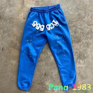 Pantalon pour hommes Blanc 3D Mousse Logo Sp5der Pantalon de survêtement Hommes Femmes Cobweb Star Graphic 555555 Bleu Hip Hop Jeune Thug Trou269v