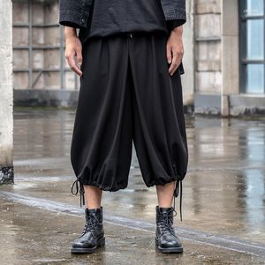 Pantalons pour hommes Jambe large pour hommes Printemps et été Yamamoto Style Cordon Design Casual Loose Cropped