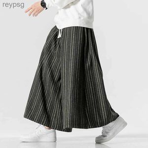 Pantalons pour hommes pantalons larges pour hommes vêtements de rue décontracté rayé harem taille élastique automne et hiver YQ240115