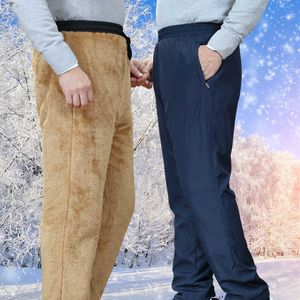 Herenbroek heren winter super warme broek dubbele laag klassieke vrachtwol dikke fluweel fluwelen broek fleece katoenen broek voor mannen joggers z0306