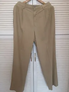 Pantalons pour hommes Hommes Soie Rayonne Solide Kaki Motif à chevrons Poches US Plus Grande Taille Casual Droite Taille Haute Qualité