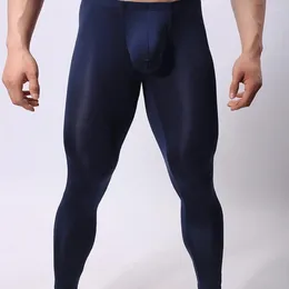Pantalones para hombres Hombres Slim Fit Ropa de dormir Ultrathin U Bolsa Alta Elasticidad Long Johns Leggings Suave Mediados de cintura Ropa interior para el hogar