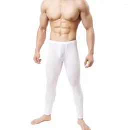 Pantalones para hombres Hombres Slim Fit Ultrathin U Bolsa Long Johns Salón de alta elasticidad para el hogar Suave Mediados de cintura Leggings Ropa interior