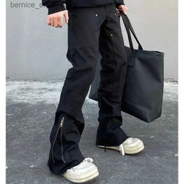 Pantalons pour hommes Hommes Slim Jeans Mode coréenne Zipper Pantalons décontractés Noir Trendyol Cargo Pantalon Punk Streetwear Homme Harajuku Denim Y2k Hip Hop Q231201