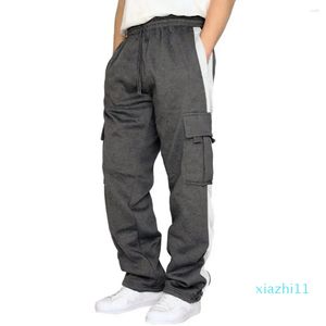 Pantalons pour hommes Hommes doux longs cargo confortables avec plusieurs poches taille élastique cordon de serrage