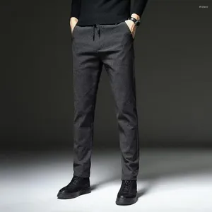 Pantalones para hombres Pantalones suaves para hombres Corte recto elegante de mediana edad con bolsillos en la cintura elástica Estilo formal de negocios A para mayor comodidad