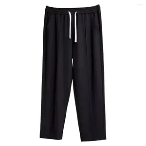 Pantalons pour hommes Hommes Couleur unie Taille élastique Pantalon de costume Pantalon de travail à jambe large droite pour tenue décontractée ou formelle