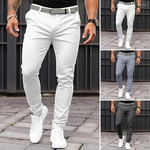 Pantalones para hombres Hombres Traje de color sólido Largo Media altura Bolsillos inclinados Cremallera Slim Fit Pantalones de oficina de negocios Ropa de trabajo de costura fina