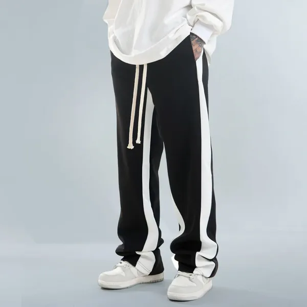Pantalons pour hommes Hommes Printemps et automne Double bordure blanche Casual avec cordon de sport en vrac Fit Exercice Jogging