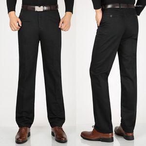 Hommes pantalons hommes droite décontracté coupe ajustée mode d'affaires pas de repassage pantalon 2023 automne mâle marque vêtements grande taille