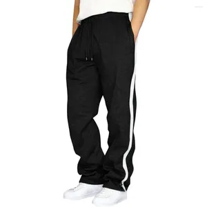 Pantalons pour hommes Pantalons droits pour hommes Coupe ample Sport à rayures latérales avec cordon de serrage pour entraînement de gymnastique Jogging doux