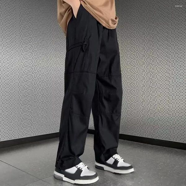 Pantalons pour hommes Hommes Streetwear Jambe large avec multi-poches Tissu respirant doux pour un style de confort décontracté Coupe ample