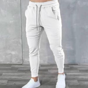 Pantalons pour hommes hommes extensible sport taille élastique couleur unie mince chaud pantalon décontracté automne