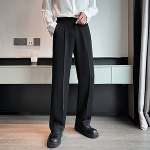Pantalons pour hommes hommes costume solide plein Baggy décontracté pantalon à jambes larges noir blanc taille haute bas droit Streetwear surdimensionné 230206