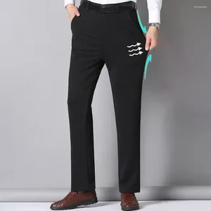 Pantalon pour hommes Hommes Costume Droit Slim Fit Taille haute Entrejambe profonde Épaissi Peluche Poche chaude Formel Business Style Père Pantalon de bureau