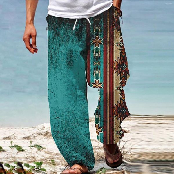 Pantalones de hombre Hombres Verano Playa Hippie Harem Baggy Boho Yoga Hawaiianss Casual Drop Crotch Trouser