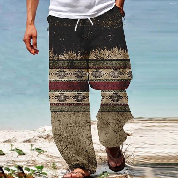 Pantalones para hombres hombres verano playa hippie harén holgada boho yoga hawaianss casual caída de la cabeza del pantalón chino chino