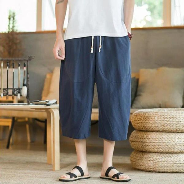 Pantalones para hombres Hombres Summer Drawstring Elástico Color sólido Color de la calificación Medio Palabos de longitud Diaria