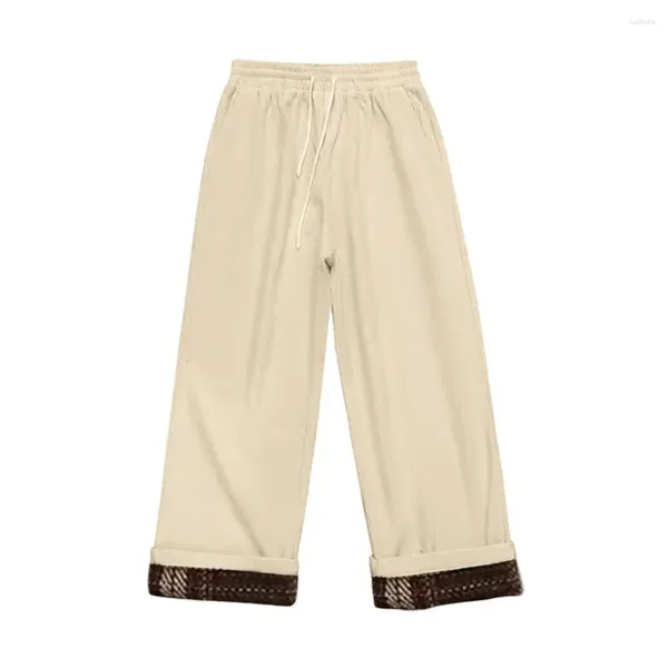 Pantalons pour hommes Hommes Pantalons de survêtement Casual Couleur Solide Épais Peluche Cargo avec cordon de serrage taille large jambe douce chaude pour les déplacements