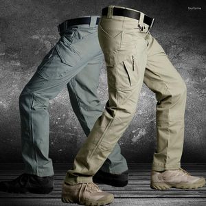Herenbroek mannen tactische ladingbroeken multi-pocket elastische taille militaire informele waterdichte swat gevechten joggers s-3xl veer